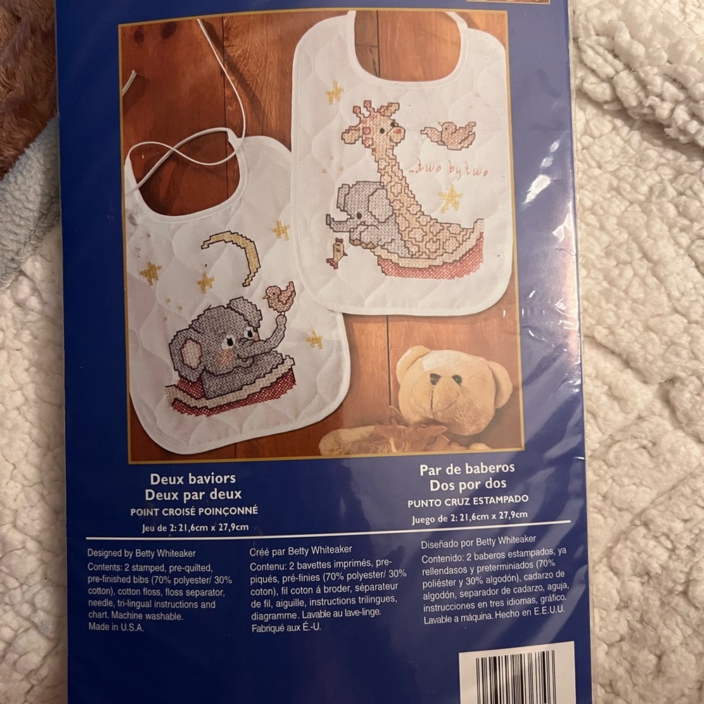 Baby bib cross stitch kit